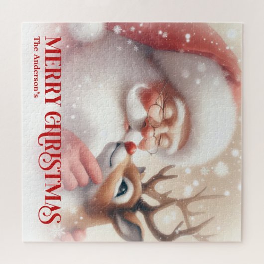 Santa and Rudolph Custom Puzzle Great Kids Gift Legpuzzel (Horizontaal)