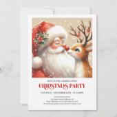 Santa and Rudolph Festive Holiday Party Invitation (Devant)