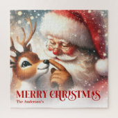 Santa and Rudolph Personalized Holiday Puzzle Gift (Vertical)