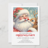Santa and Rudolph Winter Holiday Party Invitation (Devant)