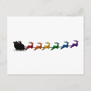 Santa and Sleigh met LGBTQ Pride Rainbow Reindeer Feestdagenkaart