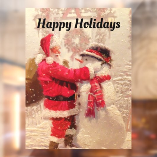 Santa and Snowman Window Cling Raamsticker (Vel 2)