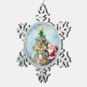SANTA & ANIMAL FRIENDS PEWTER SNOWFLAKE ORNAMENT (Rechts)
