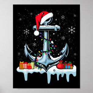 Santa Anker Cool Kerstverlichting Zeilen Boot Poster