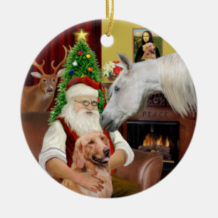 Santa - Arabisch Paard en Gouden Keramisch Ornament
