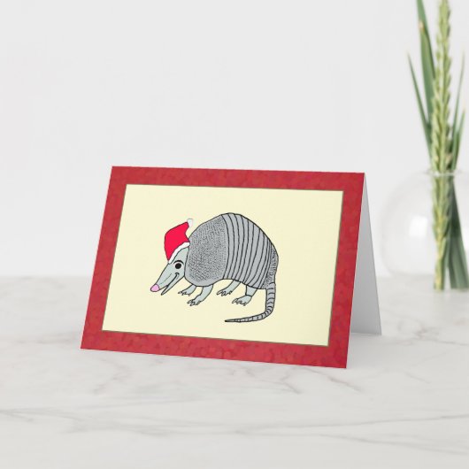 Santa Armadillo Kerstmis Feestdagen Kaart (Voorkant)