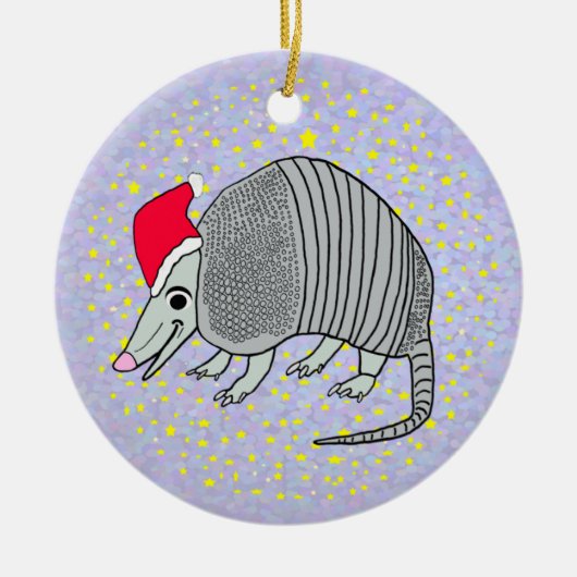 Santa Armadillo Kerstmis Keramisch Ornament (Voorkant)