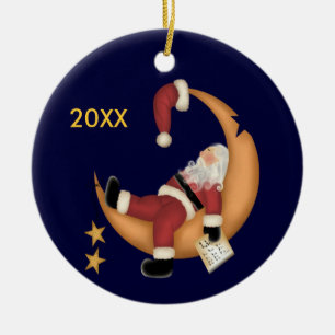 Santa Asleep op de Maan Keepsake Ornament
