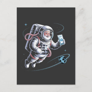 Santa Astronaut met ruimtepak Feestelijke Kerstmis Feestdagenkaart