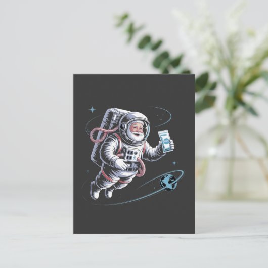 Santa Astronaut met ruimtepak Feestelijke Kerstmis Feestdagenkaart (Staand voorkant)