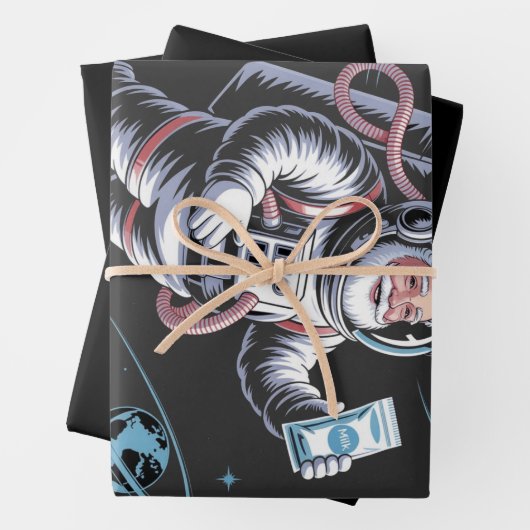 Santa Astronaut with Spacesuit Festive Christmas  Inpakpapier Vel (In situ)