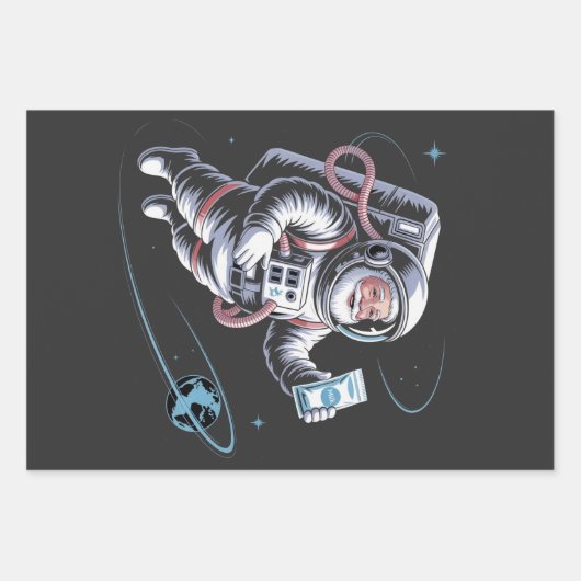 Santa Astronaut with Spacesuit Festive Christmas Inpakpapier Vel (Voorkant)