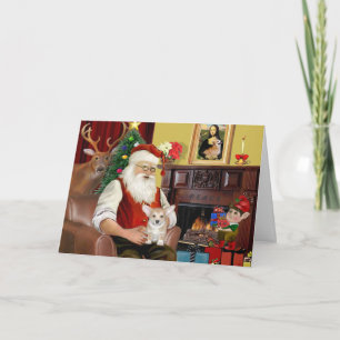 Santa At Home - Welsh Corgi Pup Feestdagen Kaart