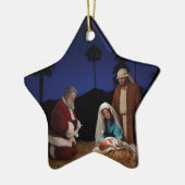 Santa at Nativiteitssterversiering Keramisch Ornament (Links)