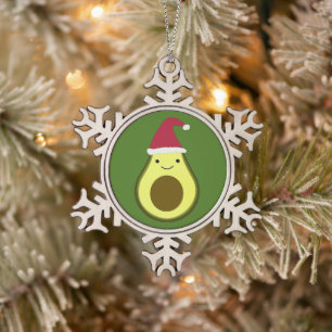 Santa Avocado Keramische Versiering Tin Sneeuwvlok Ornament