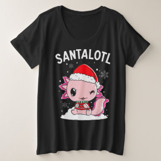 Santa Axolotl Amphibian Merry Christman Xmas Day A Grote Maat T-shirt