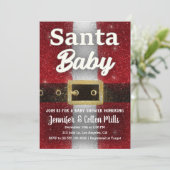 Santa Baby - Baby shower Glitter Glam Uitnodiging (Staand voorkant)