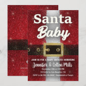 Santa Baby - Baby shower Glitter Glam Uitnodiging (Voorkant / Achterkant)