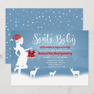 Santa Baby Blue en Red Kerstmis Baby shower Kaart
