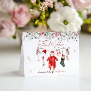 Santa Baby Christmas Baby shower genderneutraal Bedankkaart