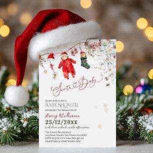 Santa Baby Christmas Baby shower genderneutraal Kaart