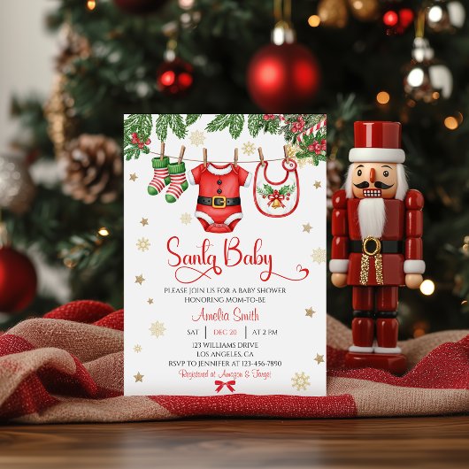 Santa Baby Christmas Baby Shower Invitation