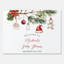 Santa Baby Christmas Baby Shower Welcome Yard