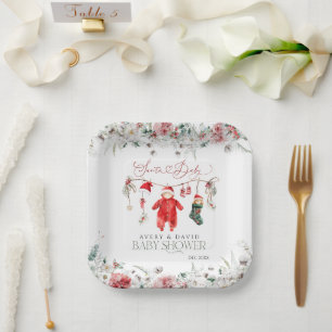 Santa Baby Christmas Baby shower Welkom Papieren Bordje
