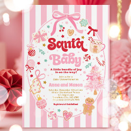 Santa Baby Christmas Coquette Bow Baby Shower Kaart