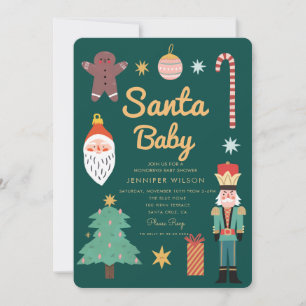 Santa Baby Christmas Holiday Baby shower Kaart