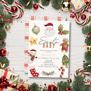 Santa Baby Christmas Holiday Baby shower Kaart
