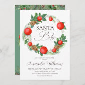 Santa Baby Christmas Wreath Baby shower Kaart (Voorkant / Achterkant)