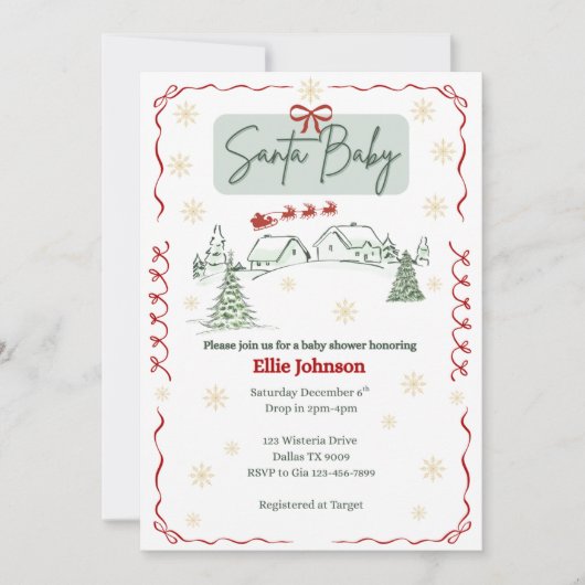 Santa Baby December Baby Shower Invitations (Devant)