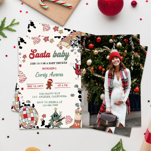 Santa Baby Disco Ball Christmas Baby shower Foto Kaart