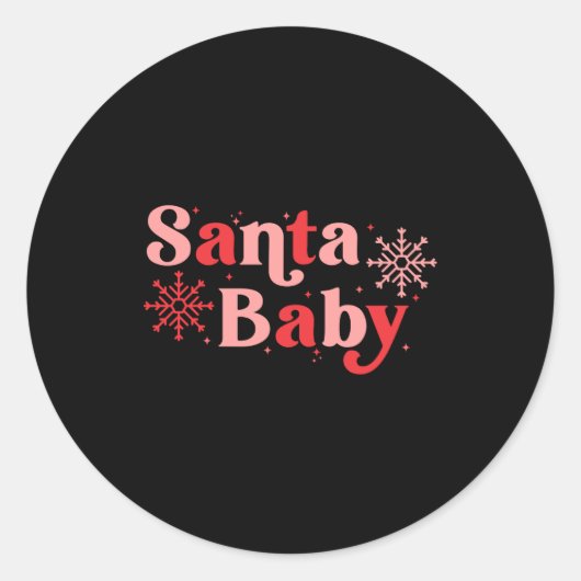 Santa Baby Fun Holiday Tygraphy Design Ronde Sticker (Voorkant)