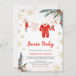 Santa Baby Genderneutraal Baby shower Kaart