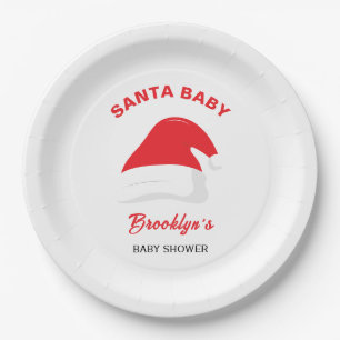 Santa Baby Genderneutraal Baby shower Winter Pet Papieren Bordje