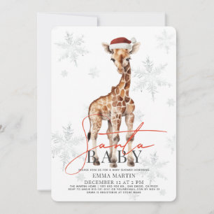Santa Baby Giraffe Sneeuwvlokken Baby shower Kaart