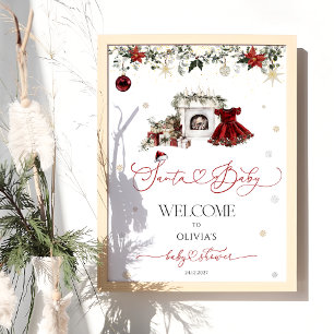 Santa Baby Girl Baby shower Welkom Poster