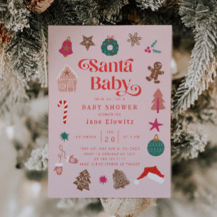 Santa Baby Girl Christmas Baby shower Uitnodiging