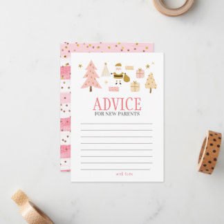 Santa Baby Girl Shower Advies voor Nieuwe Ouders Notitiekaartje