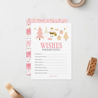 Santa Baby Girl Shower, Wensen voor Baby Notitiekaartje