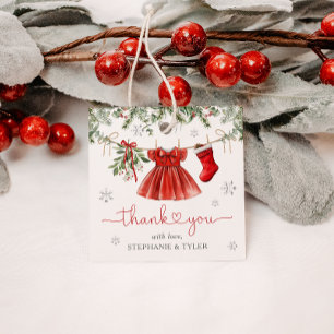 Santa Baby Girl Winter Christmas Baby shower Bedankjes Labels