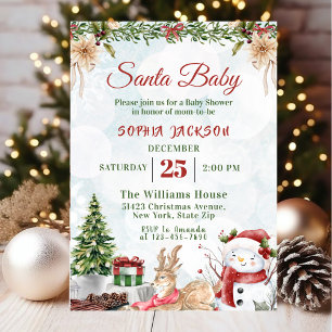 Santa Baby Holiday Winter Christmas Baby shower Kaart