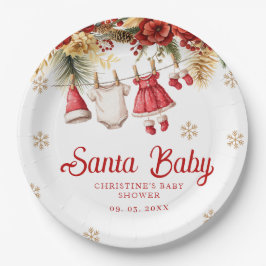 Santa Baby Holiday Winter Christmas Baby Shower Papieren Bordje