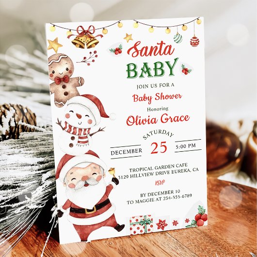 Santa Baby Kerst Baby Shower Kaart