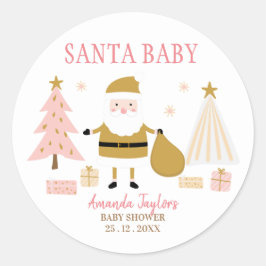 Santa Baby, Kerst Baby shower Ronde Sticker