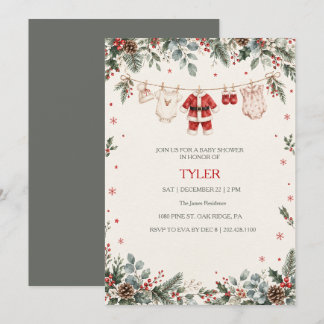 Santa Baby Kerst Baby Shower Uitnodiging