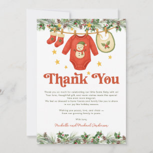 Santa Baby Kerst Clothesline Baby Shower  Bedankkaart