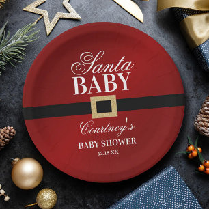 Santa Baby KerstBaby shower Papieren Bordje